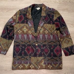 Vintage GSL Aztec Print Blazer Jacket Size M